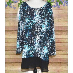 Avenue Women's Tunic Blouse Plus Size 22W 24W Abstract Pattern Stretch Office